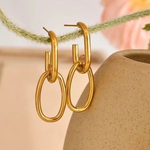 New 18k Gold Plated Double Oval Loop Earrings